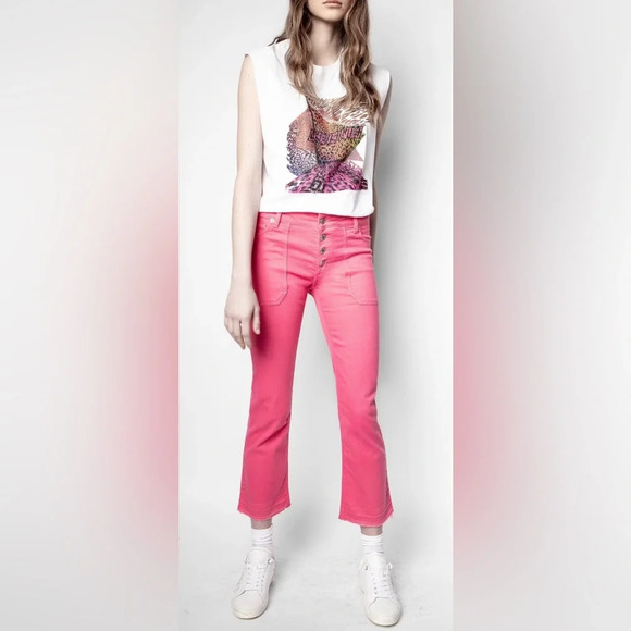 Zadig & Voltaire Pink Londa Denim Jeans - Picture 1 of 13
